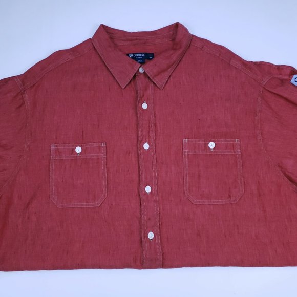 Daniel Cremieux Shirts | Cremieux 3xb Linen Shirt Red Mens Short Sleeve But | Poshmark